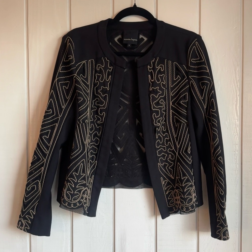 Nanette Lepore Embroidered Mesh-Back Jacket Size 8 - Picture 2 of 7